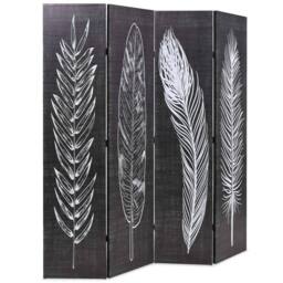 Berkfield Home Decorative Folding Room Divider 160x170 cm Feathers Black & White - thumbnail 3