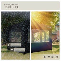 tectake 3x3m Foldable Aluminum Garden Pavilion with 4 Side Panels in Black - Size: Large - thumbnail 4