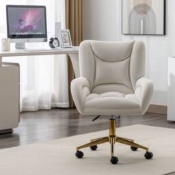Direct Wicker Velvet Fabric Material Adjustable Height Swivel Home Office Chair in Ivory - Size: 1 Pack - thumbnail 3