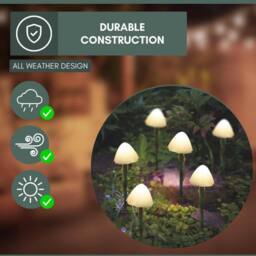 Marco Paul 6pc Solar Mushroom Stake Lights - thumbnail 5