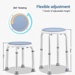 EONLION Shower & Bath Stool with Adjustable Height in White - thumbnail 3
