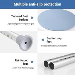 EONLION Shower & Bath Stool with Adjustable Height in White - thumbnail 4