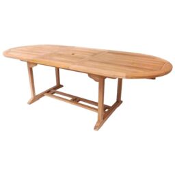 Charles Bentley Solid Wooden Teak Garden Patio Oval 6-8 Seater Extendable Table (table only) in Brown - thumbnail 5
