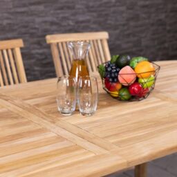 Charles Bentley Solid Wooden Teak Garden Patio Oval 6-8 Seater Extendable Table (table only) in Brown - thumbnail 4