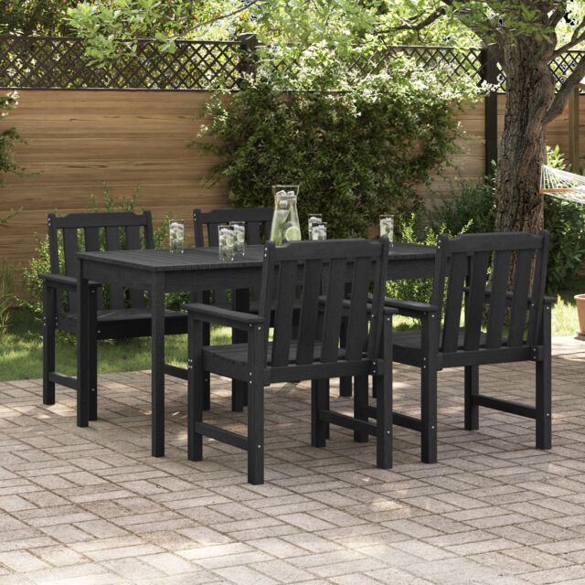 Berkfield Home Garden Dining Chairs 4 pcs Black 65, 5x55, 5x88 cm HDPE - image 1