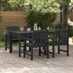 Berkfield Home Garden Dining Chairs 4 pcs Black 65, 5x55, 5x88 cm HDPE - thumbnail 1