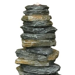 Primrose Stacked Stone Monolith Water Feature with LED Lights 70cm in Grey - thumbnail 2