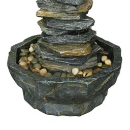 Primrose Stacked Stone Monolith Water Feature with LED Lights 70cm in Grey - thumbnail 3