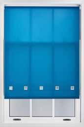 Furnished Daylight Roller Blind with Chrome Square Eyelets - Trimmable Window Shade in Teal - Size: 125 cm width x 165 cm drop - thumbnail 1