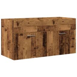 Berkfield Home Stylish Bathroom Sink Cabinet with Built-in Basin Old Wood in Brown - thumbnail 6
