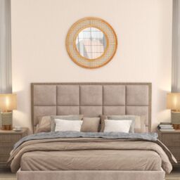 Gymax Rattan Round Wall Mirror 65CM Decorative Vanity Mirror Wooden Framed in Natural - thumbnail 3