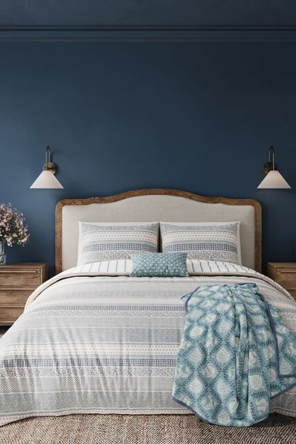 Helena Springfield 'Folk Stripe' Cotton Duvet Cover Set in Teal - Size: Single - image 1