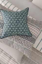 Helena Springfield 'Folk Stripe' Cotton Duvet Cover Set in Teal - Size: Single - thumbnail 4