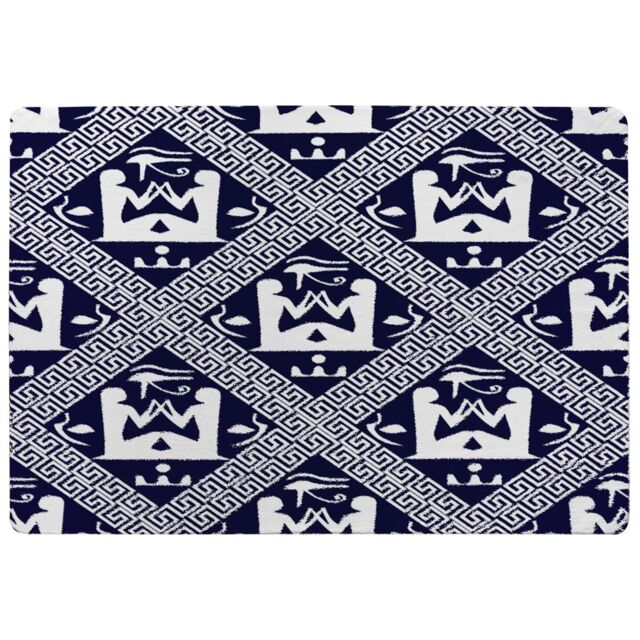 Benjamin Tate Design Egyptian Hieroglyphs In Navy Rug in Natural - Size: Large - image 1