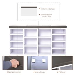 HOMCOM Shoe Rack w/ 14 Compartments Cushion Moving Shelves for Home in White - thumbnail 6