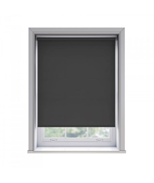 New Edge Blinds No Drill Black Thermal Blackout Roller Blind 170cm Drop - Size: 110 cm - image 1