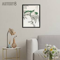"Artery8 White Eye & Osmanthus Japanese Framed Canvas Wall Art Print Kashu - Size: W12"" x H16""" - thumbnail 3