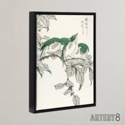 "Artery8 White Eye & Osmanthus Japanese Framed Canvas Wall Art Print Kashu - Size: W12"" x H16""" - thumbnail 2