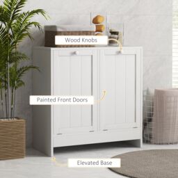 Kleankin Tilt-out Laundry Storage Cabinet with 2 Compartment Hampers, White - thumbnail 6