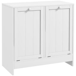 Kleankin Tilt-out Laundry Storage Cabinet with 2 Compartment Hampers, White - thumbnail 2