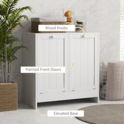 Kleankin Tilt-out Laundry Storage Cabinet with 2 Compartment Hampers, White - thumbnail 5