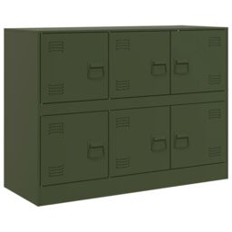 Berkfield Home Sideboard Olive Green 99x39x73 cm Steel - Size: 99 x 39 x 73 cm - thumbnail 2