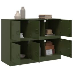 Berkfield Home Sideboard Olive Green 99x39x73 cm Steel - Size: 99 x 39 x 73 cm - thumbnail 5