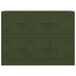 Berkfield Home Sideboard Olive Green 99x39x73 cm Steel - Size: 99 x 39 x 73 cm - thumbnail 6