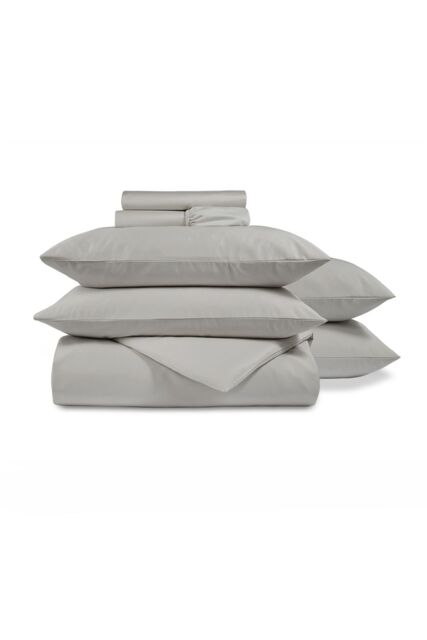 CHRISTY 400TC Luxury Cotton Sateen Plain Dye Bedding Gift Set Bundle in Light Grey - Size: King - image 1