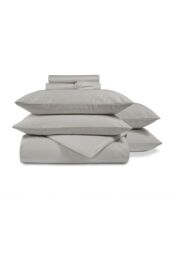 CHRISTY 400TC Luxury Cotton Sateen Plain Dye Bedding Gift Set Bundle in Light Grey - Size: King - thumbnail 3