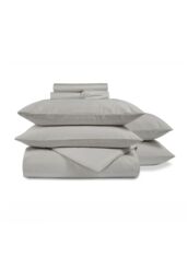 CHRISTY 400TC Luxury Cotton Sateen Plain Dye Bedding Gift Set Bundle in Light Grey - Size: King - thumbnail 1