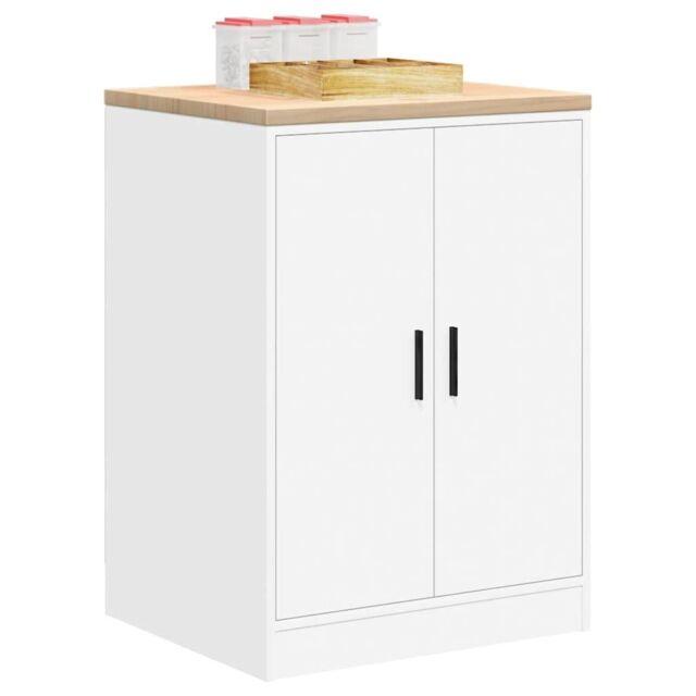 Berkfield Home Garage Storage Cabinet White 60x51x85 cm Solid Wood Pine - Size: 60 x 51 x 85 cm - image 1