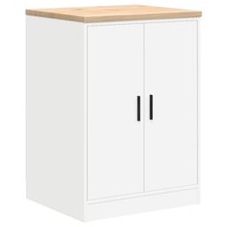 Berkfield Home Garage Storage Cabinet White 60x51x85 cm Solid Wood Pine - Size: 60 x 51 x 85 cm - thumbnail 2