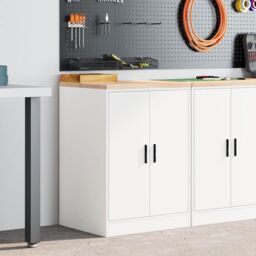 Berkfield Home Garage Storage Cabinet White 60x51x85 cm Solid Wood Pine - Size: 60 x 51 x 85 cm - thumbnail 3