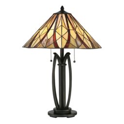 Loops Table Lamp Open Tiffany Style Coloured Shade Valiant Bronze LED E27 60W - thumbnail 3