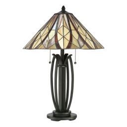 Loops Table Lamp Open Tiffany Style Coloured Shade Valiant Bronze LED E27 60W - thumbnail 2