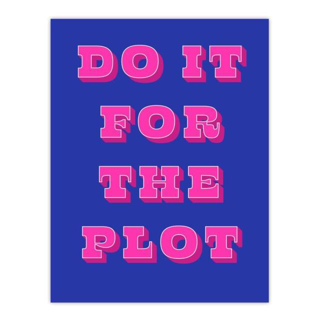 "Artery8 Do It For The Plot Retro Blue Pink Funny Cheeky Wall Art Print - Size: W12"" x H16""" - image 1