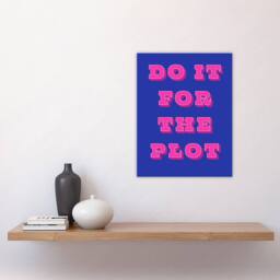 "Artery8 Do It For The Plot Retro Blue Pink Funny Cheeky Wall Art Print - Size: W12"" x H16""" - thumbnail 4