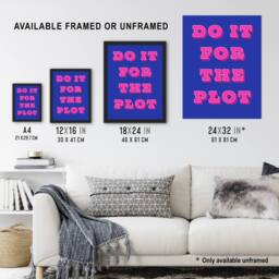 "Artery8 Do It For The Plot Retro Blue Pink Funny Cheeky Wall Art Print - Size: W12"" x H16""" - thumbnail 3