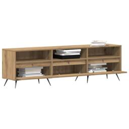 Berkfield Home TV Cabinet Artisan Oak 150x30x44, 5 cm Engineered Wood in Brown - thumbnail 3