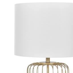 Wyld and Coco Gold Cage Table Lamp - White Cotton Shade 35x35x58cm - Size: 35 x 35 x 58 cm - thumbnail 4