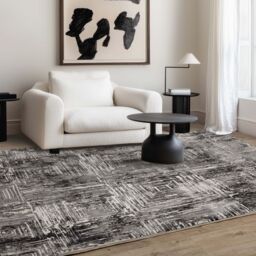 The Rug Shop UK Grey Modern Striped Latex Back Latex Backing Area Rug - Size: 200 cm x 290 cm - thumbnail 1