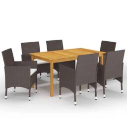 Berkfield Home 7 Piece Garden Dining Set with Cushions Brown - thumbnail 1