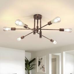 COMELY Vintage Ceiling Lights, 6 Lights Semi Flush Mount Ceiling Lights, Bronze