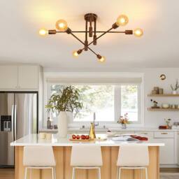 COMELY Vintage Ceiling Lights, 6 Lights Semi Flush Mount Ceiling Lights, Bronze - thumbnail 2