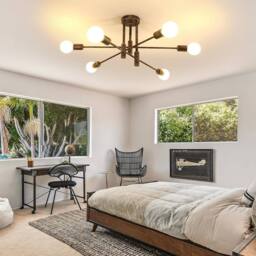 COMELY Vintage Ceiling Lights, 6 Lights Semi Flush Mount Ceiling Lights, Bronze - thumbnail 3