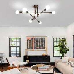 COMELY Vintage Ceiling Lights, 6 Lights Semi Flush Mount Ceiling Lights, Bronze - thumbnail 5