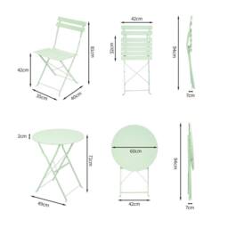 KORVIXA Green 3 Piece Folding Bistro Set - Size: 100 cm x 100 cm - thumbnail 2