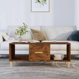 Berkfield Home Decorative Coffee Table Smoked Oak 102x50x40 cm Engineered Wood in Brown - Size: 102 x 50 x 40 cm - thumbnail 2