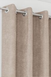 Enhanced Living 100% Blackout Chenille Thermal Eyelet Curtains for Living Room/Bedroom in Light Sand - Size: 168 cm width x 137 cm drop - thumbnail 2
